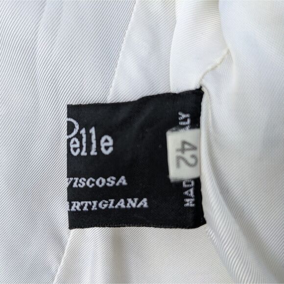 Vintage LEATHER Made In Italy White Crop Jacket/Blazer w/Pockets, Buttoned Cuffs - Picture 8 of 11